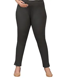 Mama & Bebe Full Length Solid Maternity Cigarette Pant With Stretchable Elastic - Grey