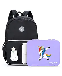 Eazy Kids Vogue School Bag With Bento Lunch Box - Black