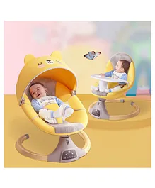 StarAndDaisy 2- in-1 Automatic Electric Baby Bluetooth Enable Lightweight Baby Rocker and Swing with Multiple Reclining Positions and Dining Tray - Yellow