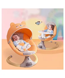StarAndDaisy 2- in-1 Automatic Electric Baby Bluetooth Enable Lightweight Baby Rocker and Swing with Multiple Reclining Positions and Dining Tray - Orange