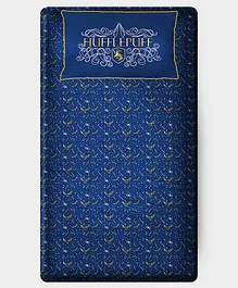 SilverLinen Official Warner Bros Wizarding World Harry Potter 100% Cotton 250 TC Single Bedsheet with 1 Pillow Cover - Blue Gold