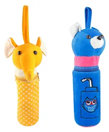 SS Impex Elephant & Teddy Theme Feeding Bottle Covers Pack Of 2 - Yellow Blue