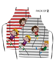 Right Gifting Satin Apron For Kids With Adjustable Waist & Centre Pocket Pack of 2- Multicolor