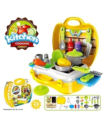 Dhawani Luxury Kitchen Set Cooking Toy with Briefcase and Accessories Yellow - 26 Pieces