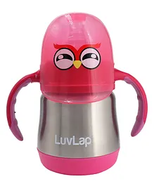 LuvLap 3 in 1 Steel Baby Bottle Cum Sipper Made Of  SS304 Steel Rust Free Stainless Steel Pink - 240 ml
