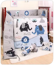 Babyhug Cotton Crib Bedding Set Animal Print -Multicolor