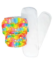 Kindermum Colourful Art Nano AIO Cloth Diaper with 2 organic cotton inserts- Multicolour