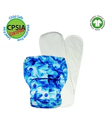 Kindermum- Aqua - Nano AIO Cloth Diaper with 2 organic cloth  inserts- Blue