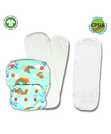 Kindermum Birdie Nano Pro Aio Cloth Diaper With 2 Organic Inserts and Power Booster - Multicolour
