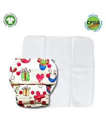 Kindermum Baby Doodle Lite Cloth Diaper With Quick Dry Organic Cotton Insert - Multicolour