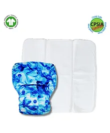 Kindermum Aqua Lite Cloth Diaper With Quick Dry Organic Cotton Insert- Blue