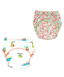 Kindermum Autumn Animals Set of 2 Cotton Padded Pull Up Training pants Padded Underwear Medium - Multicolor
