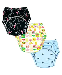 Kindermum Rugby Animals Rains Set of 3 Cotton Padded pull up Training pants Padded Underwear Extra Large - Multicolor