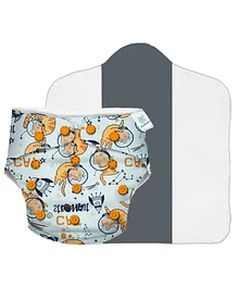 Kidbea Premium Washable & Reusable Adjustable Baby Cloth Diaper Comes With Cloth Diaper Insert Cat Astro Print - Blue