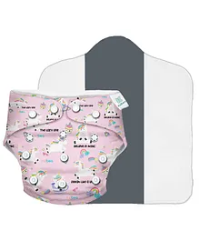 Kidbea Premium Washable & Reusable Adjustable Baby Cloth Diaper Comes With Cloth Diaper Insert Unicorn Print - Pink