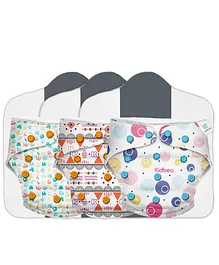Kidbea Premium Washable & Reusable Adjustable Baby Cloth Diaper Pack of 3 and 3 Insert Soakers - Multicolor