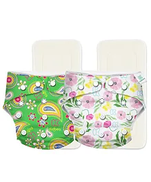 Kidbea Junior Adjustable Baby Cloth Diapers with Insets  Pack of 2 - Multicolor