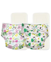 Kidbea Junior Adjustable Baby Cloth Diapers with Insets Paisley & Zebra Pack of 2 - Multicolor