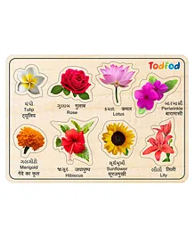 TodFod Wooden Flower Knob Puzzle Multicolor - 8 Pieces