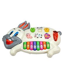 Toyshine Bunny Musical Piano with 3 Modes Animal Sounds Flashing Lights & Music- White