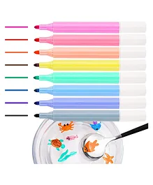 Toyshine  Making Magic Doodle Water Erasable Markers Floating Pens Floating Ink Pen Set Magical Water Painting Pens Whiteboard Marker for Kids Children Art 8 Pens & 1 Ceramic Spoons - Multicolour