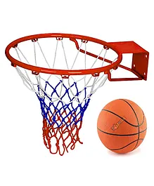 Toyshine Professional Heavy Duty Basketball Stand with net and 7 no Basketball - Multicolour