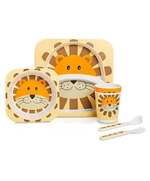 ADKD Eco Friendly Bamboo Fiber Tiger Themed Feeding Set Multicolor - 5 Pieces