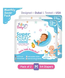 Fabie Baby Pant Style Diaper Medium Size Pack of 2 - 64 Pieces