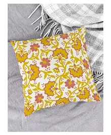 HOUZZCODE Designer Cushion Cover Floral - Yellow