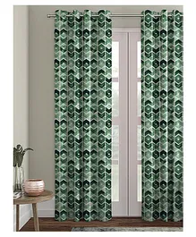 HOUZZCODE Designer Curtain Chevron Story Pack of 2 - Dark Green