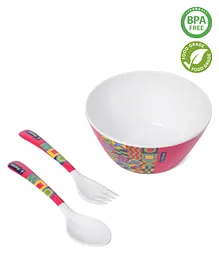 Pine Kids Feeding Bow With Fork And Spoon Pink - Pack Of 3