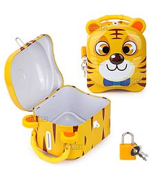 Fiddlerz Money Bank for Kids Piggy Bank Metal Body Money Saving Coin Bank for Kids Girls Boys with Lock N Key Secure Money Coin Bank Best Return Gift  TIger Shape - Yellow