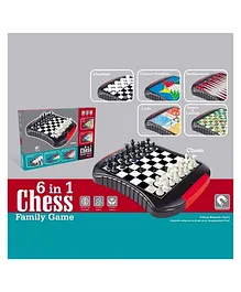 YAMAMA 6 in 1 Magnetic Family Board Game Combo Set Classic Chess Ludo Snakes & Ladders Checkers Backgammon Game For Kids, Fun Entertaining Play- (Color May Vary)