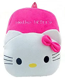 Deals India Printed Plush Kitty Backpack White Pink - 14 Inches
