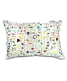 Sleepsia Microfiber Baby Pillow For Sleeping With Alphabetic Print - Multicolour