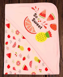 Mittenbooty Baby Hooded Wrapper Single Ply  Fruits Print-Peach