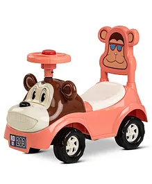 Baybee Manual Push Baby Ride On Car for Kids with Music Storage Space & High Backrest - Peach