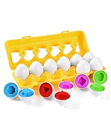 HAPPY HUES Matching Eggs Geometric Shape & Color sorting Educational Toys Preschool Montessori Toys -Multicolor