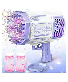 Happy Hues 69 Hole Automatic Bazooka Bubble Gun for Kids Colorful Lights & Colourful Bubble Rechargeable  Bubble Maker for Parties Weddings Summer Indoor Outdoor Toy - Purple