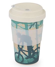 Earthism Eco-Friendly Bamboo Fibre Travel Coffee Mug with lid 400ml Cyclist - Green