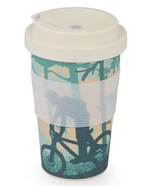 Earthism Eco-Friendly Bamboo Fibre Travel Coffee Mug with lid 400ml Cyclist - Green