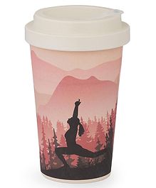 Earthism Eco-Friendly Bamboo Fibre Travel Coffee Mug with lid 400ml Yoga - Pink