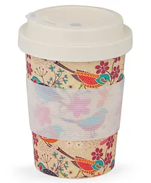 Earthism Eco-Friendly Bamboo Fibre Travel Coffee Mug with lid 350ml Birdie - Beige