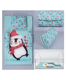 New Comers Pure Organic Cotton 5 Piece Foldable Baby Bedding Set - Sky Black White