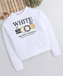 DALSI Full Sleeves Text & Number Printed Crop Top - White