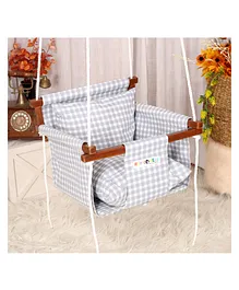 New Comers Garden Swing for Kids with 2 Pillows Check Print - Grey White