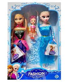 Yunicorn Max Elsa Anna  Sister Dolls Pack of 3 Blue - Height 35 cm