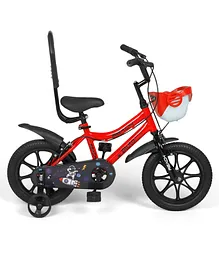 Reach Pluto 14T 90% Assembled Cycle With ?Training Wheels For Junior Kids Frame Size 12 Inches - Red Black