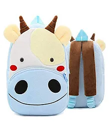 Lychee bags Kid's Velvet School Nursery Picnic Carry Travelling Bag Cow Blue - Height 14 inches