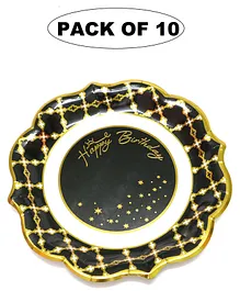 Shopping Time Happy Birthday Black Paper Plate Pack of 10 - Black